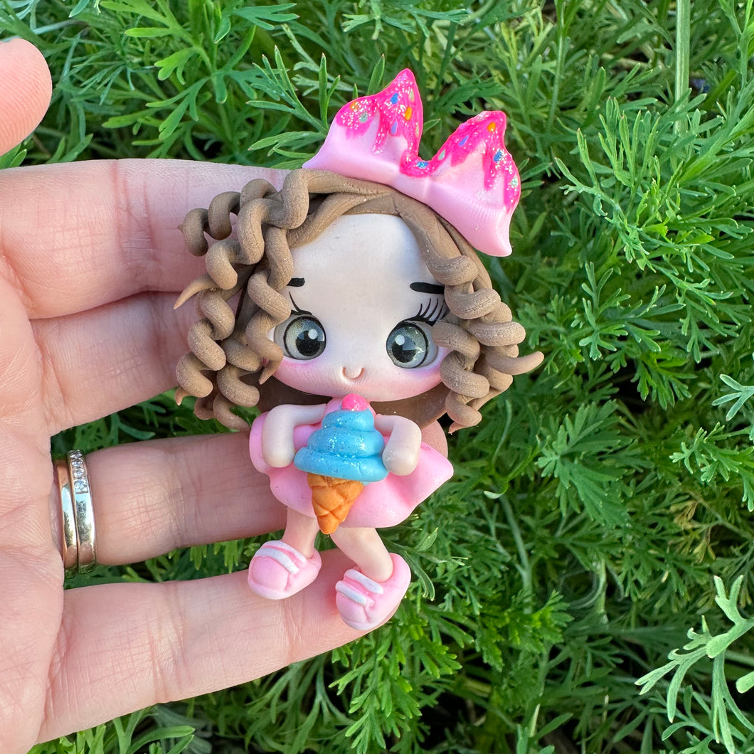 Custom Ice Cream Girl Clay Bow