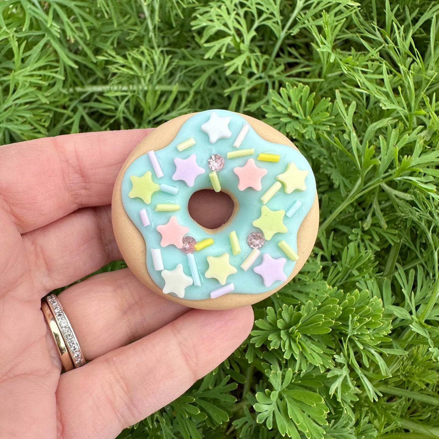 Custom Blue Donut Clay Bow