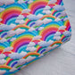 Embroidery Rainbow & Clouds Printed Leather