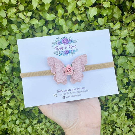 Pale Pink Lace Butterfly Bow