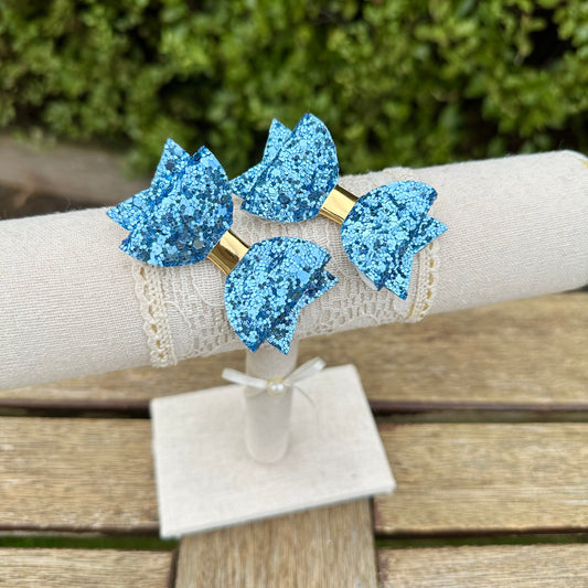 Baby Dolly Classic Glitter Bows// Sky Blue