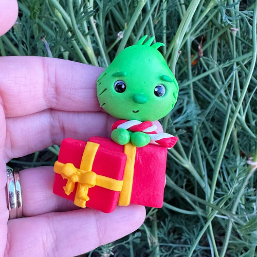 Custom Grinch Present Clay Bow