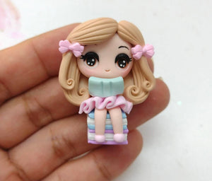 Custom Reading Girl Clay Bow