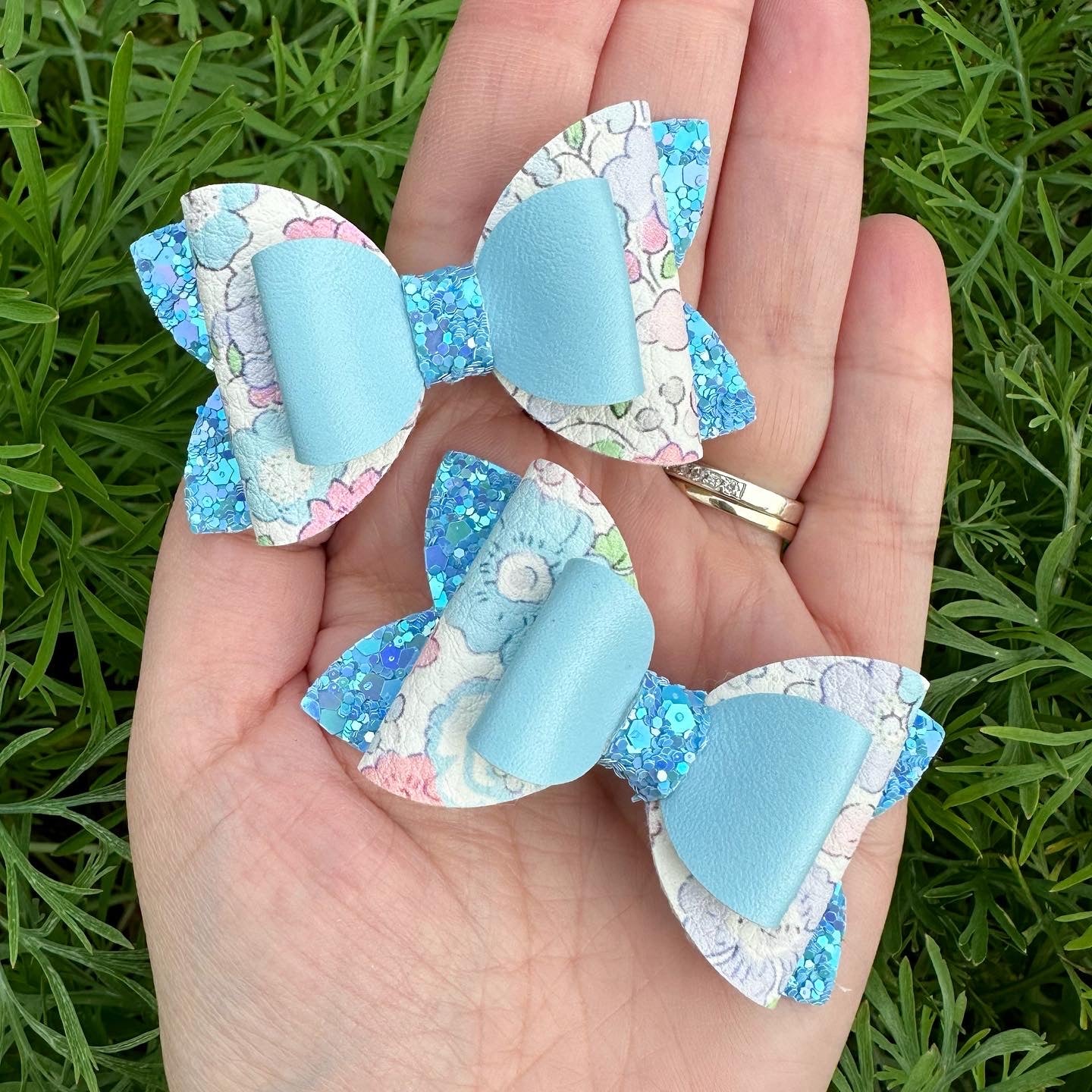 Blue Floral Mini Imogen Bows