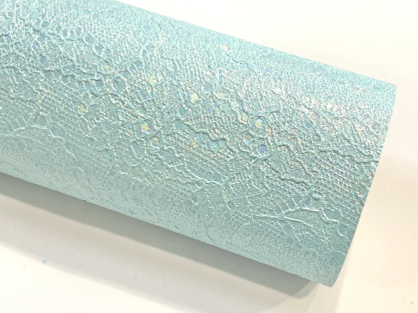 Blue Pastel Pearl Floral Embossed Leatherette