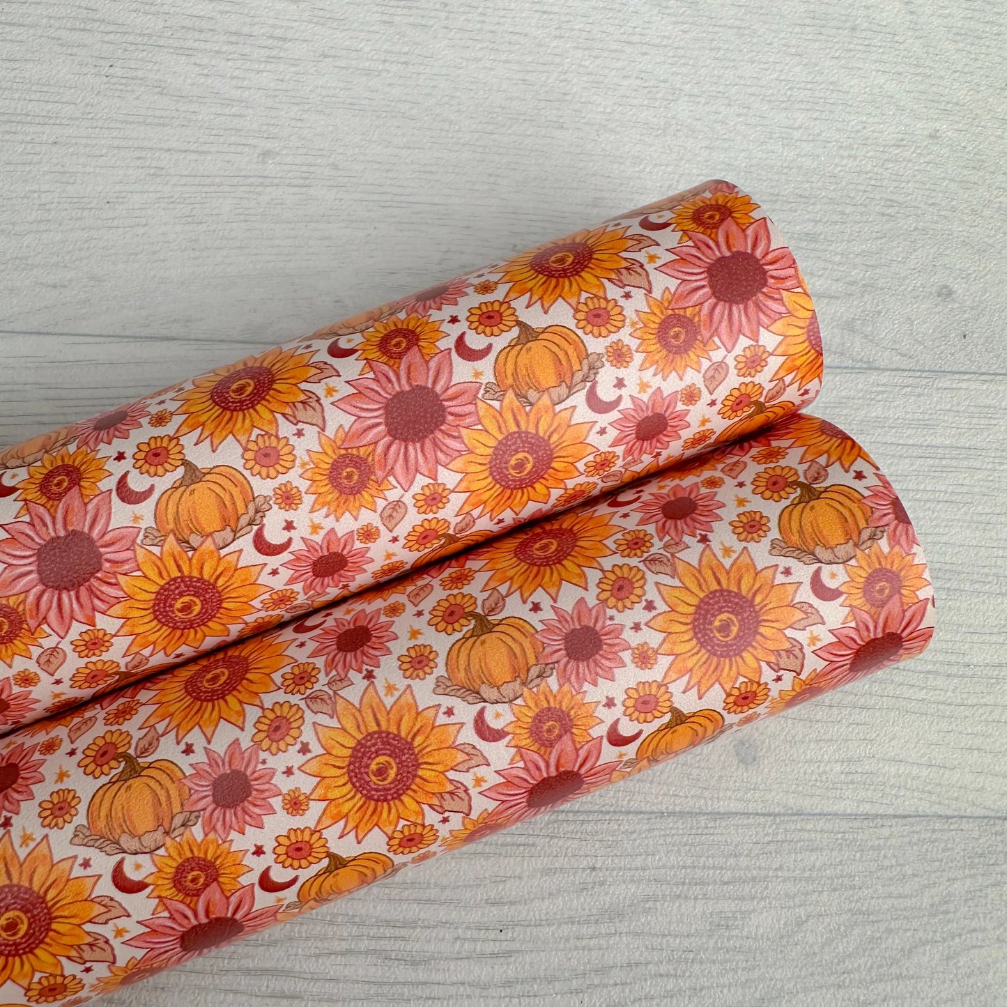 Muse Bloom Sunflower Pumpkins Printed Leather