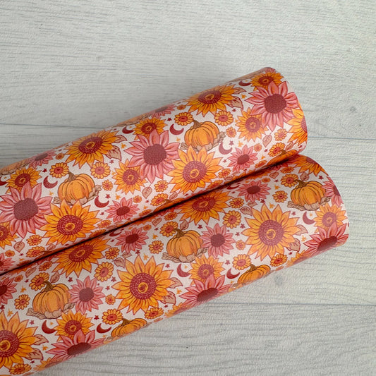 Muse Bloom Sunflower Pumpkins Printed Leather