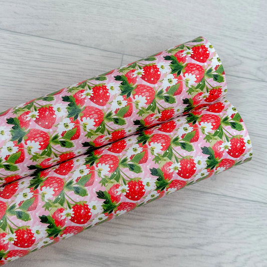 Painted Strawberry Printed Leather