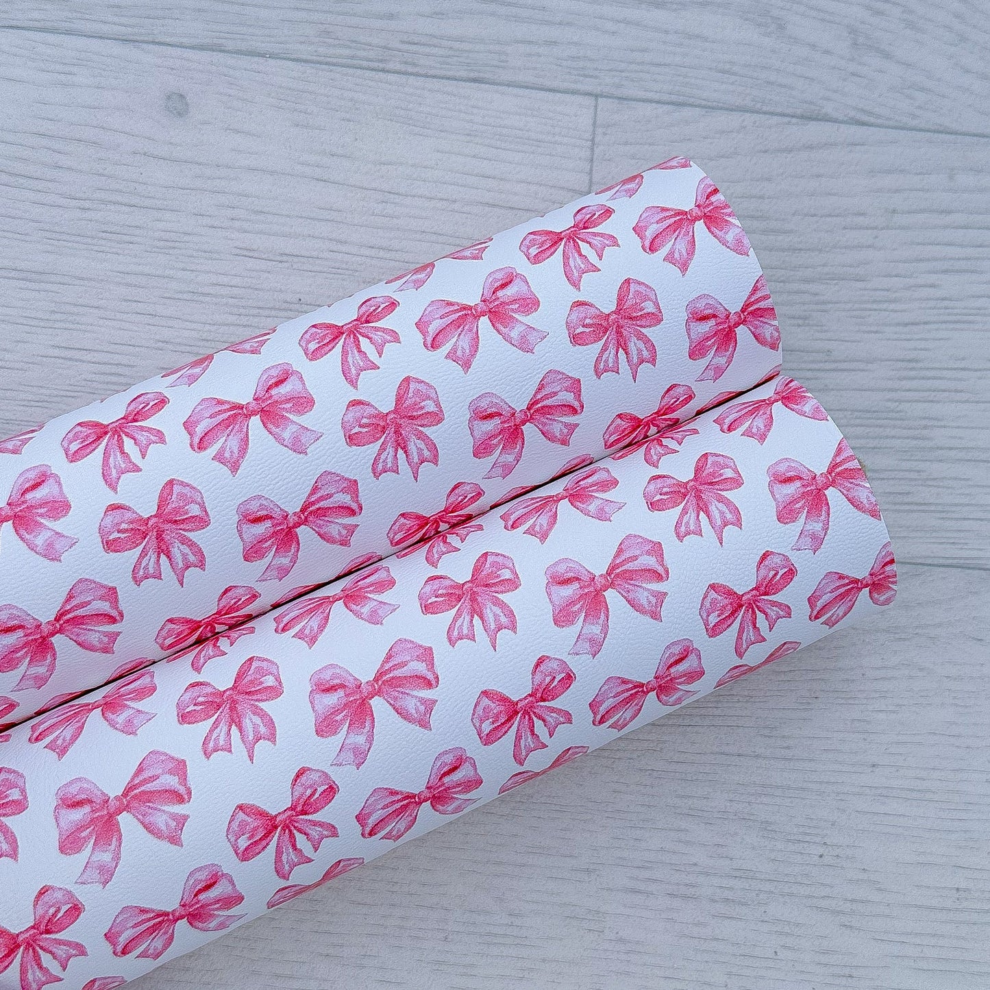 Pink Bows Printed Leather