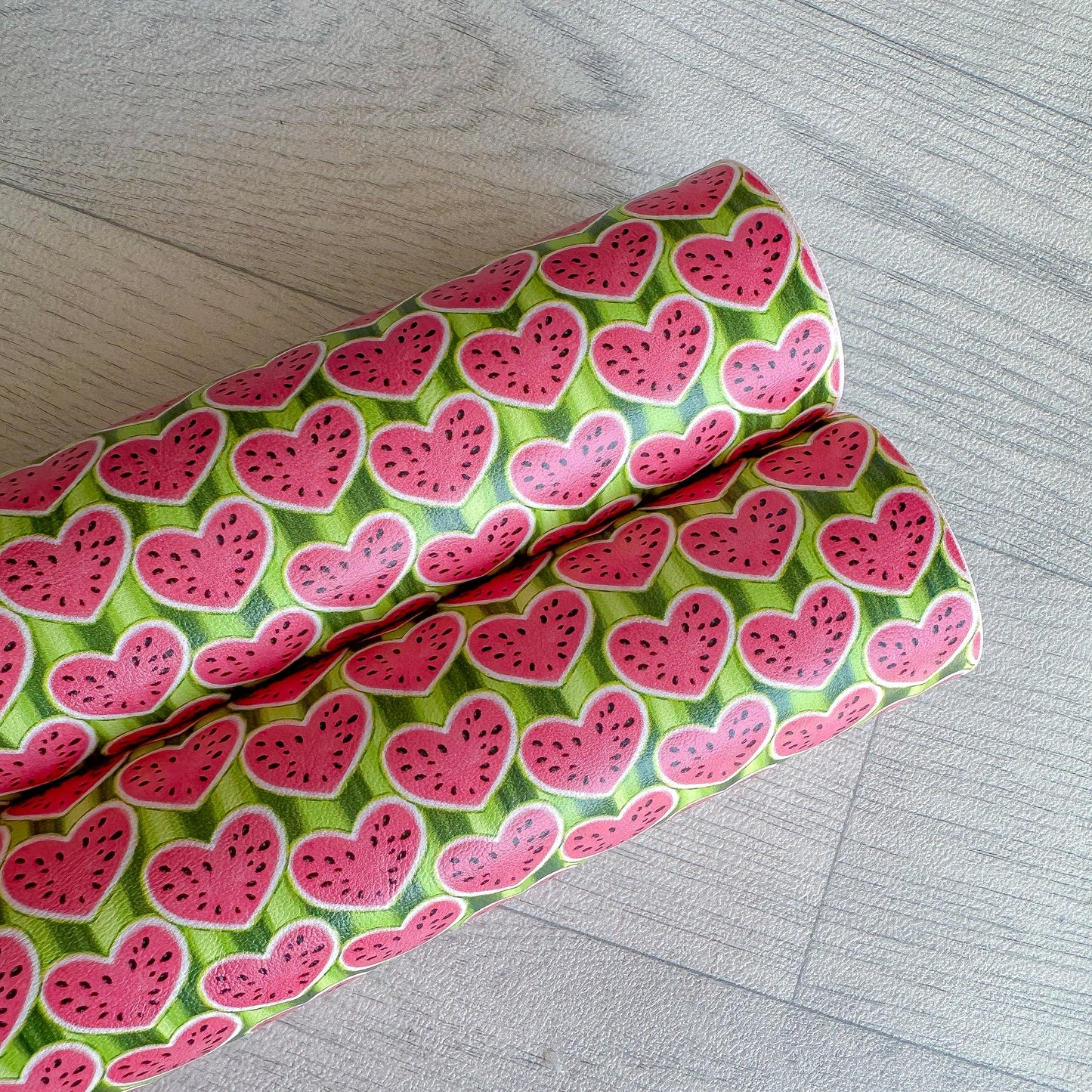 Watermelon Hearts Printed Leather