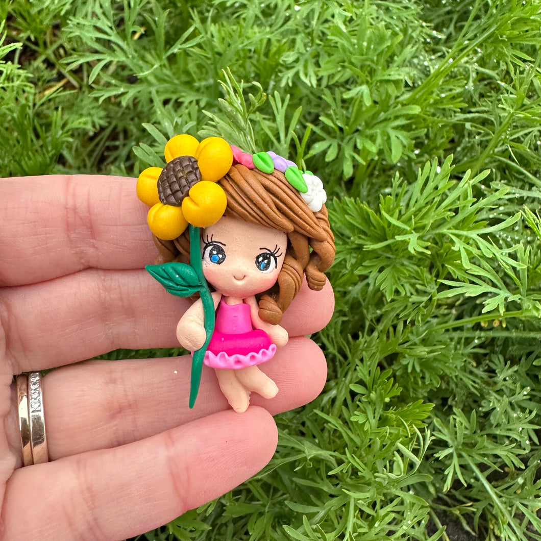 Custom Floral Girl Clay Bow