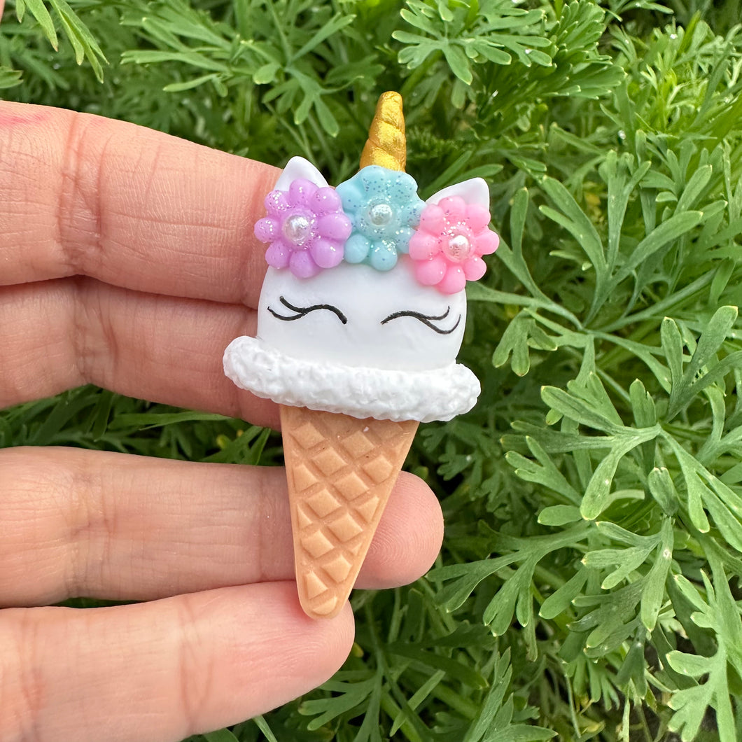 Custom Unicorn Ice Cream Clay Bow