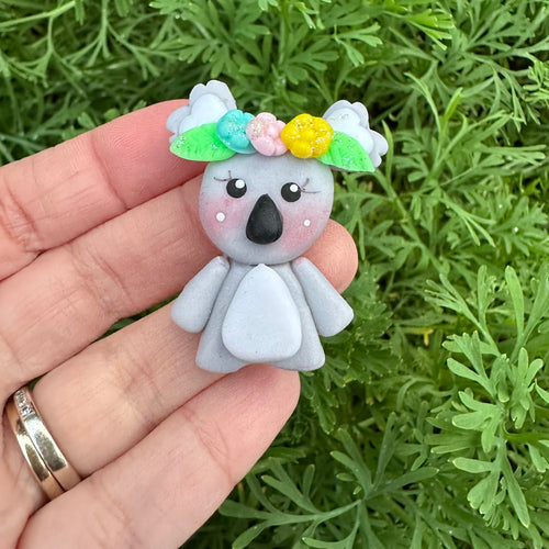 Custom Floral Koala Clay Bow