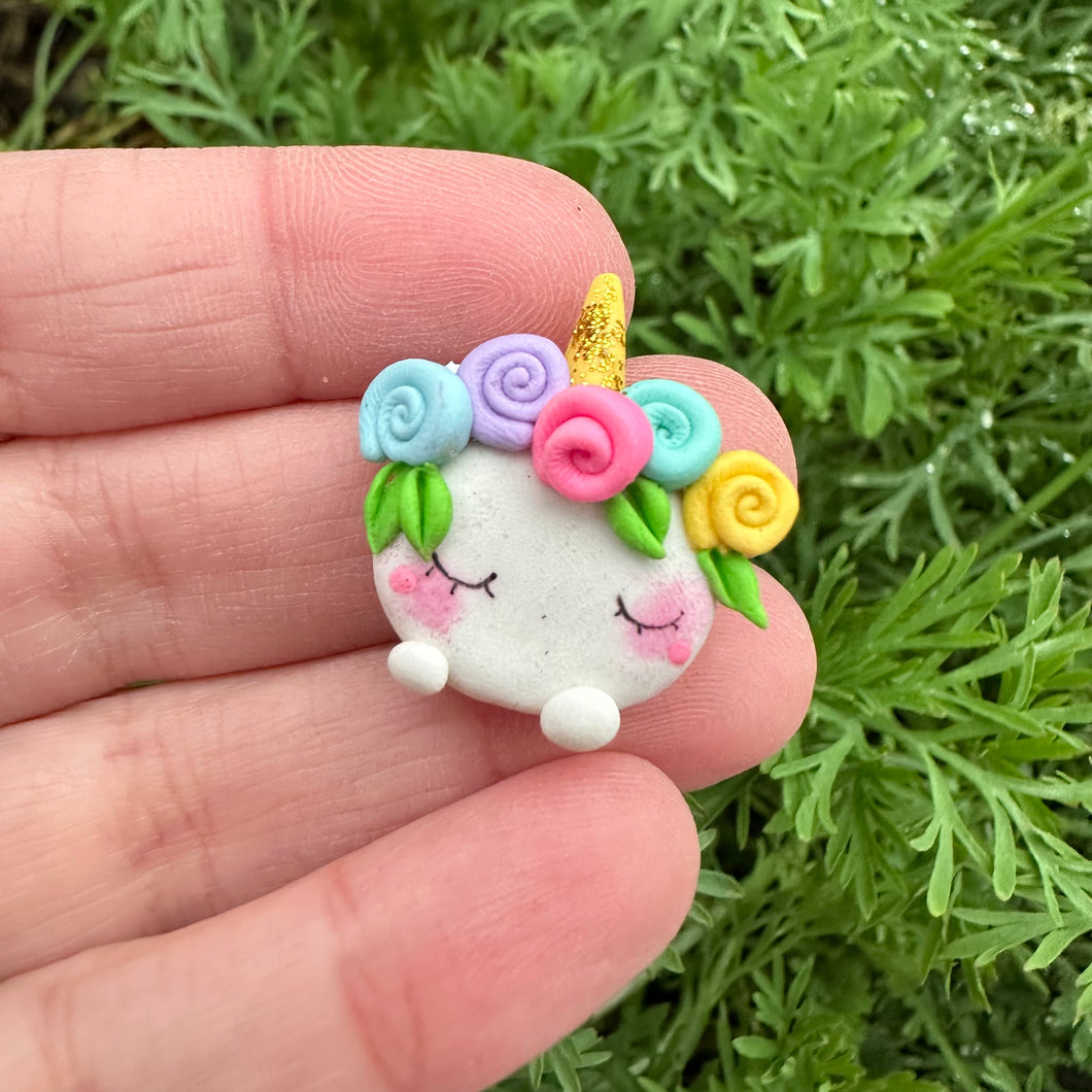 Custom Floral Unicorn Clay Bow