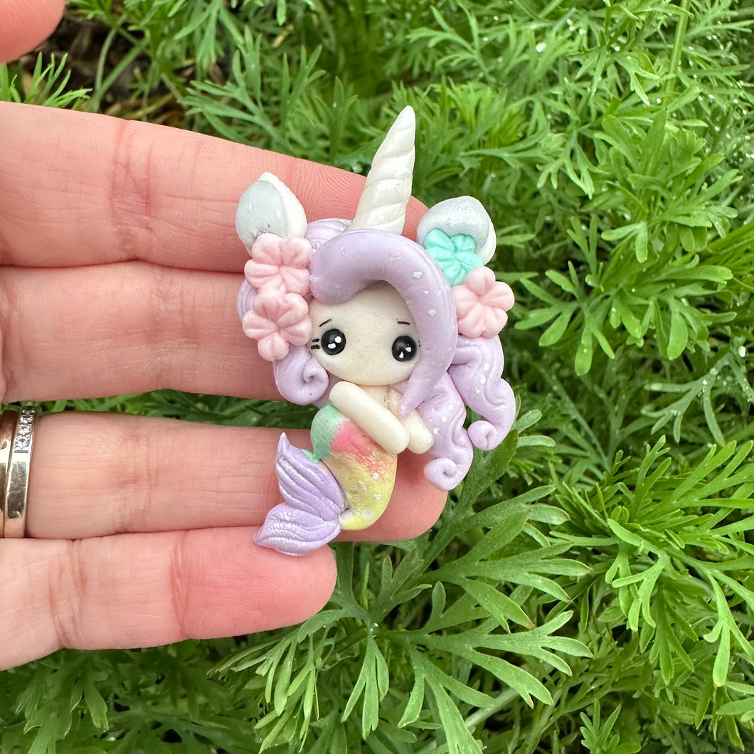 Custom Floral Unicorn Mermaid Clay Bow