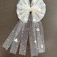 White Heart Iridescent Tulle Bow