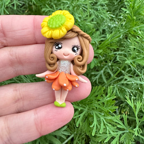 Custom Floral Girl Clay Bow