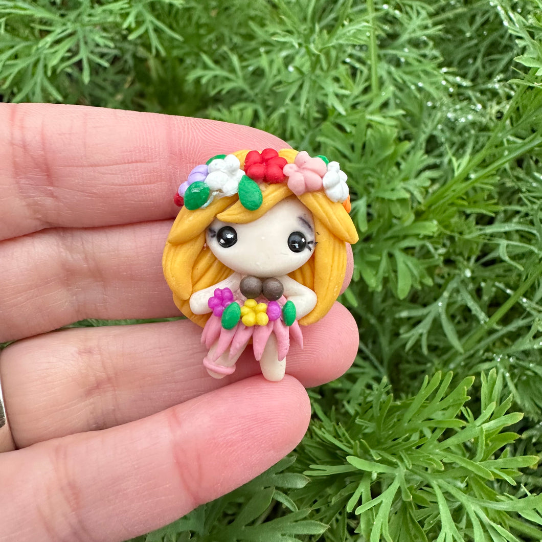 Custom Floral Girl Clay Bow