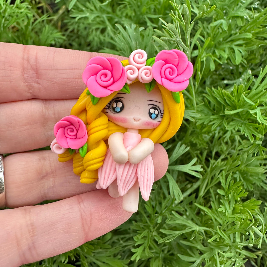 Custom Floral Girl Clay Bow