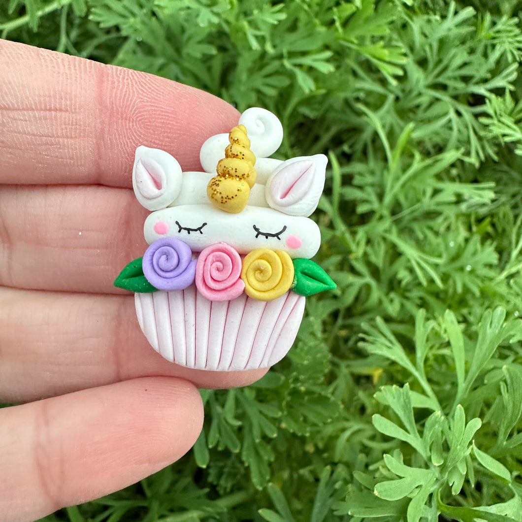 Custom Unicorn Cupcake Clay Bow