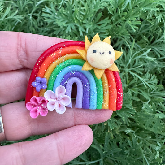 Custom Bright Rainbow Clay Bow