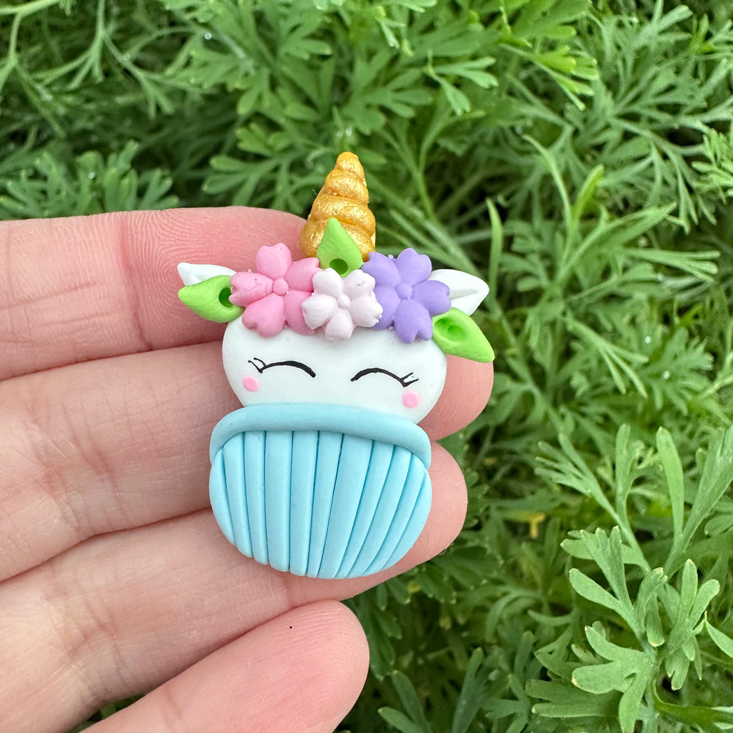 Custom Unicorn Cupcake Clay Bow