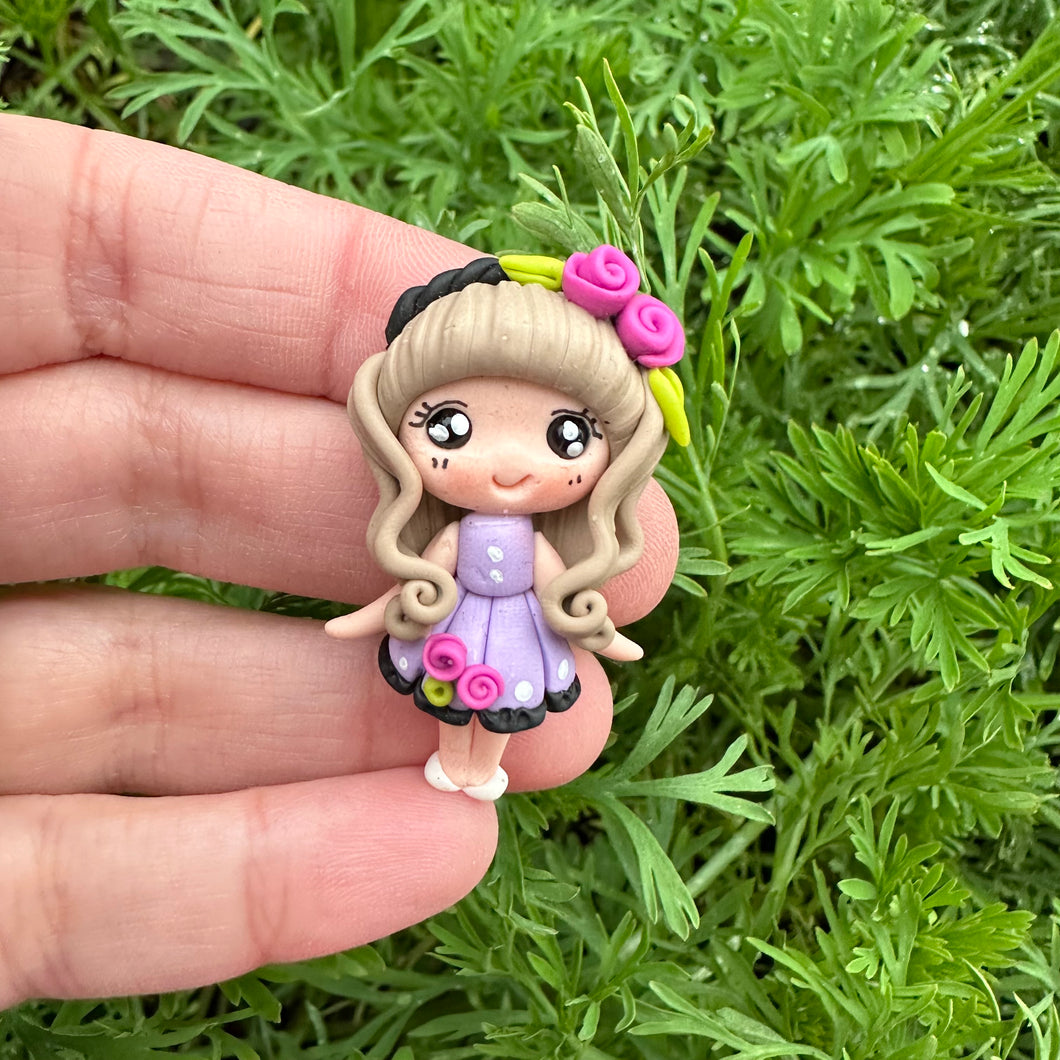 Custom Floral Girl Clay Bow