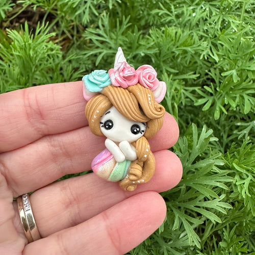 Custom Floral Unicorn Clay Bow