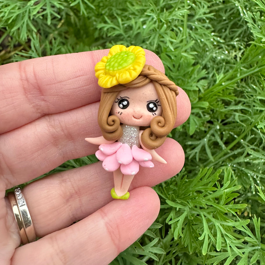 Custom Floral Girl Clay Bow