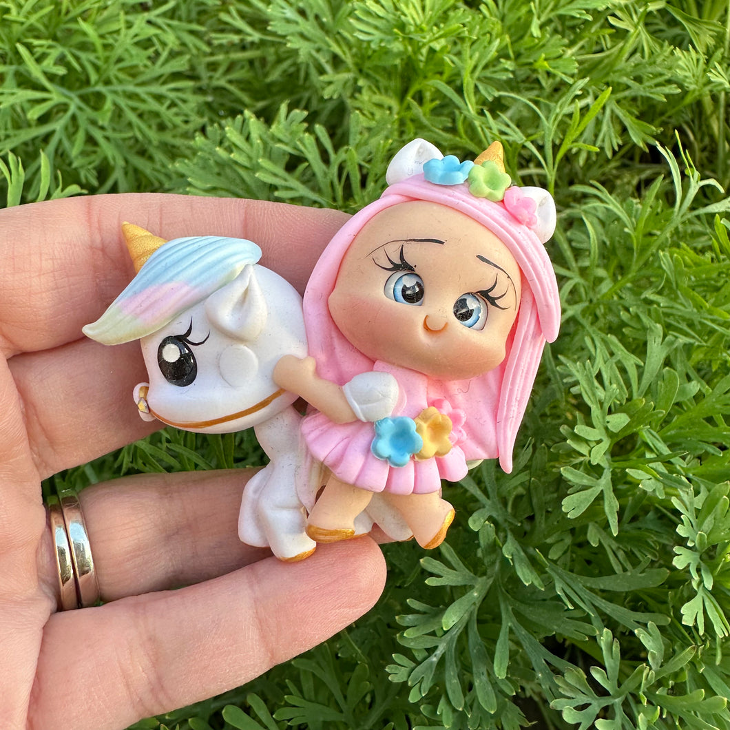 Custom Unicorn Girl Clay Bow