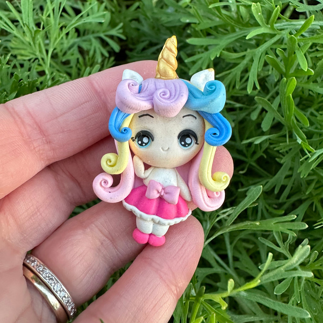 Custom Unicorn Girl Clay Bow