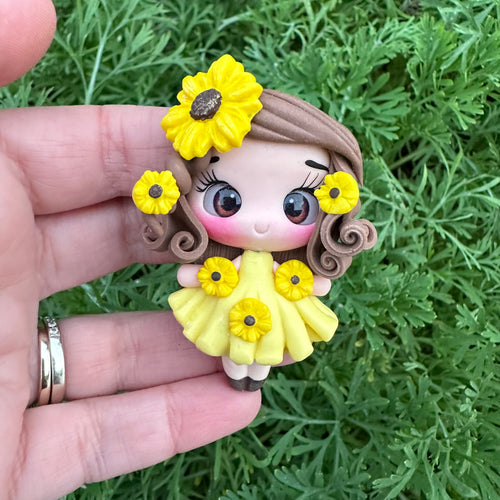 Custom Floral Girl Clay Bow