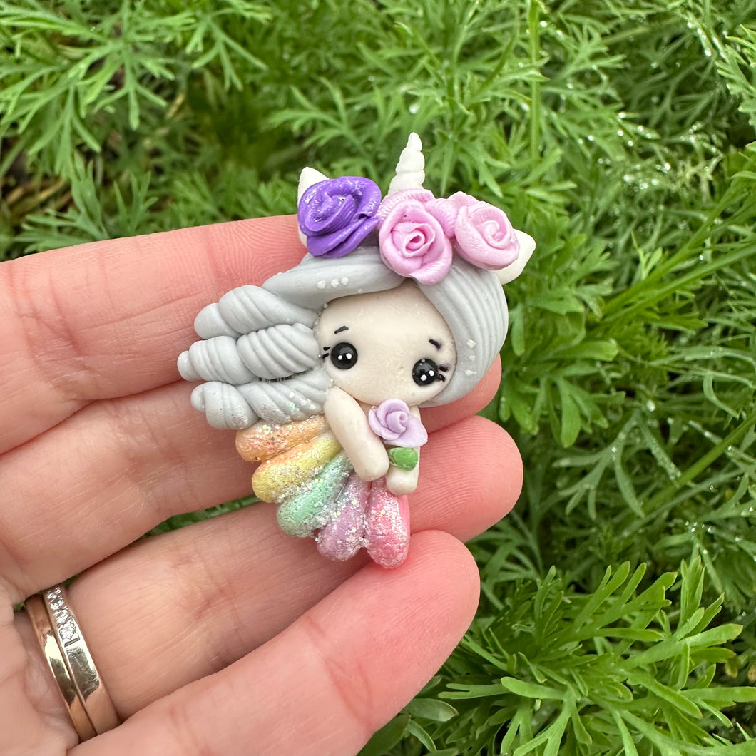 Custom Floral Unicorn Clay Bow