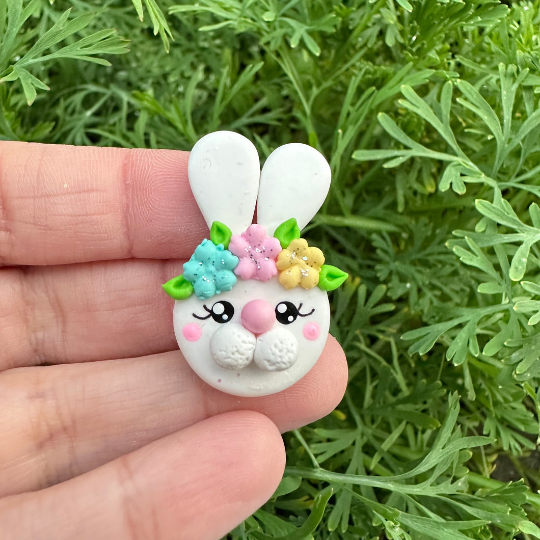 Custom Floral Bunny Clay Bow