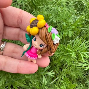 Custom Floral Girl Clay Bow