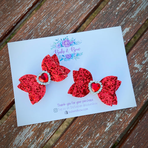 Red Heart Embellished Mini Beauty Bows