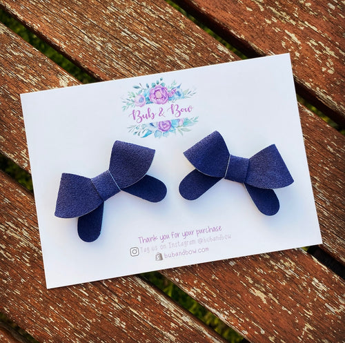 Navy 'Milla' Suede Piggy Bows