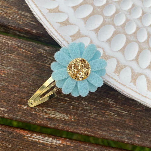 Felt Daisy Snap Clip (#66 Pale Turquoise)