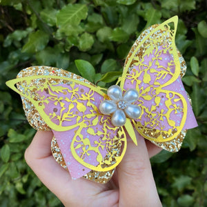 Filigree Butterfly Bow (Pink/ Gold Pearl Embellihsment)