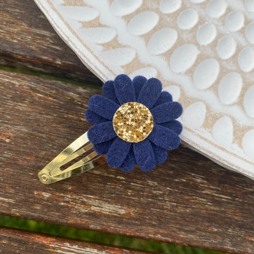 Felt Daisy Snap Clip (#55 Navy)