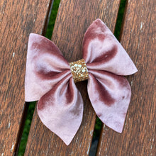 Load image into Gallery viewer, ROSY TAUPE Crushed Velvet Sailor Bow