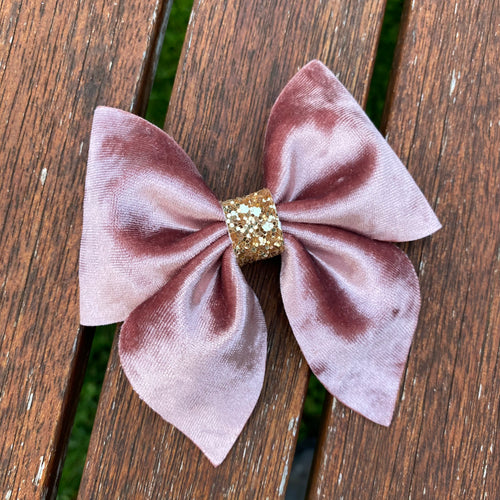 ROSY TAUPE Crushed Velvet Sailor Bow