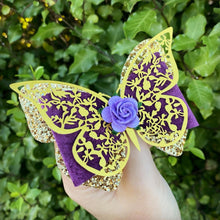 Load image into Gallery viewer, Filigree Butterfly Bow (Gold/ Purple Velvet)