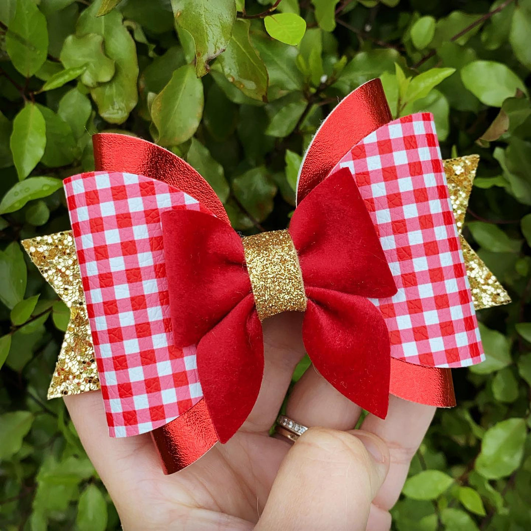 Red Gingham Maria + Sailor bow