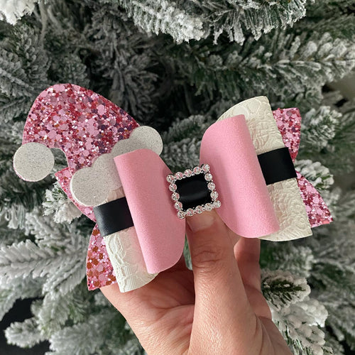 Pink Santa's Belt Bow (12cm)