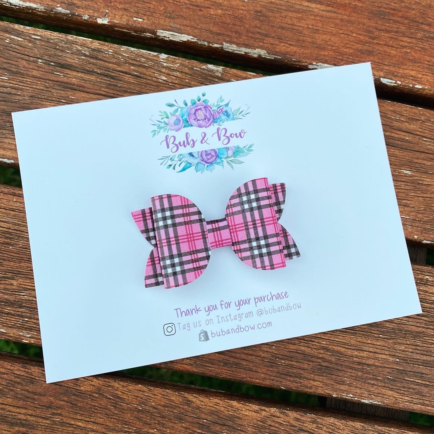 Pink Checkered Mini Beauty bow