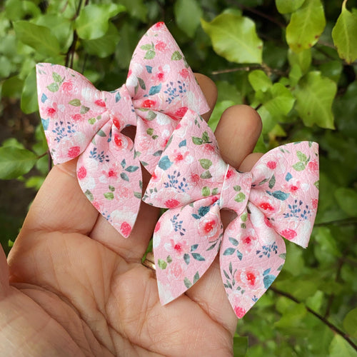 Vintage Spring Pink Floral Mini Sailor Bows