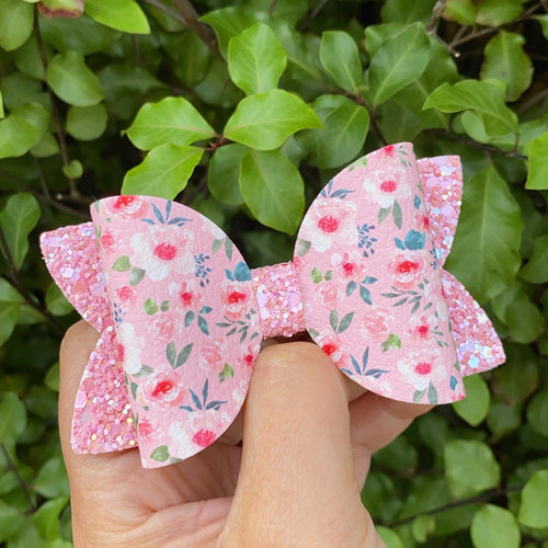 Vintage Spring Pink Floral Imogen Bow