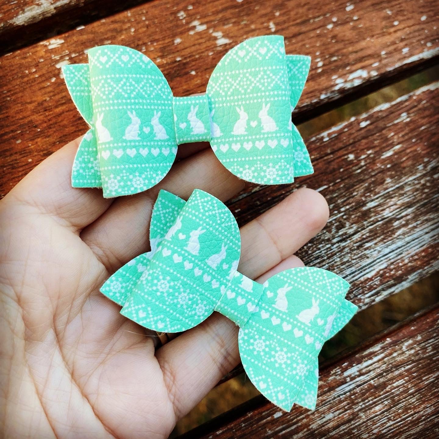 Mint Fair Isle Bunny Mini Beauty bows