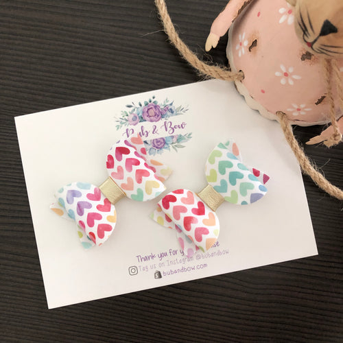 Pastel Hearts Mini Beauty Bow